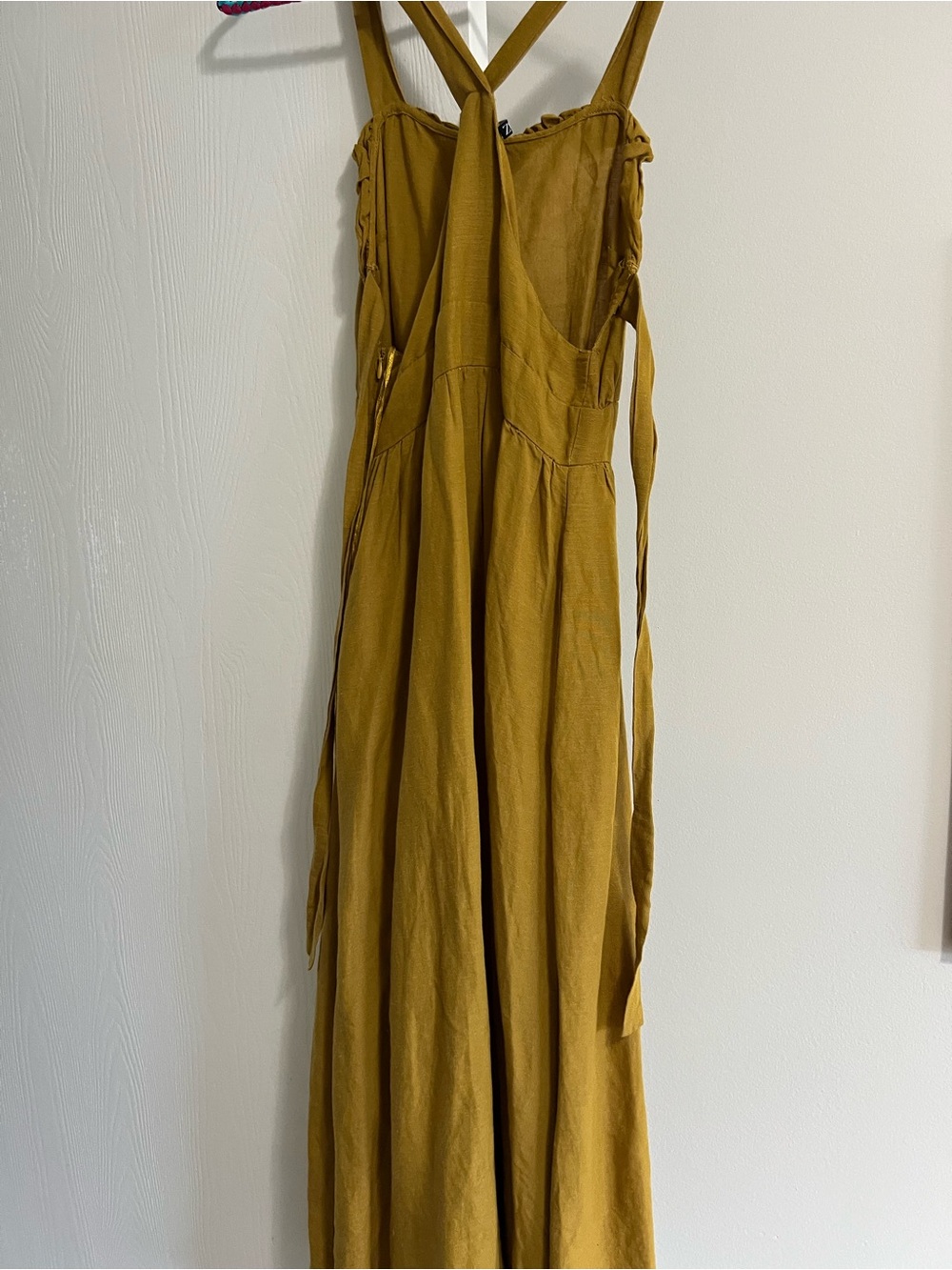 Zara Mustard Yellow Sleeveless Linen-Feel Dress - Picture 2 of 6
